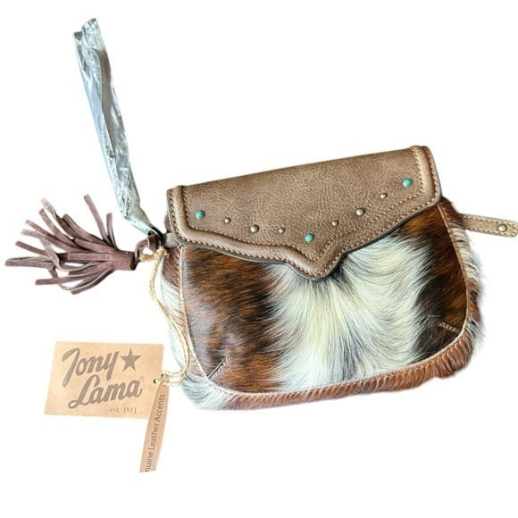 New ▶️ TONY LAMA ◀️ Genuine Leather Brindle Wristlet